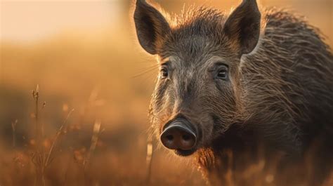 Premium AI Image | Wild boar portrait in natural habitat