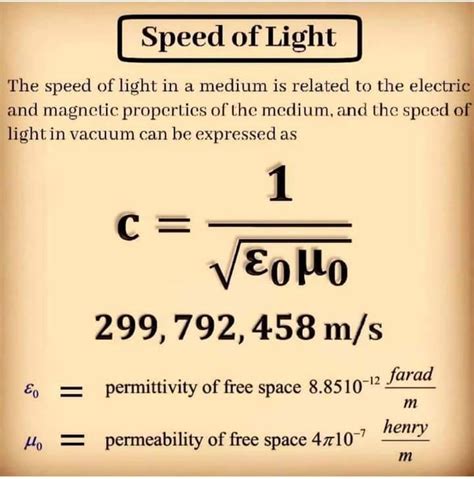 The speed of light formula. - Physics-Astronomy Lovers | Facebook