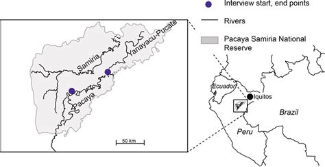 Map of the study area. Interviews were conducted along the Pacaya ...