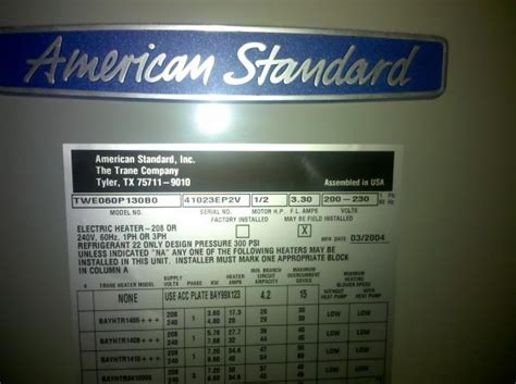 Manual For American Standard Heat Pump - DoItYourself.com Community Forums