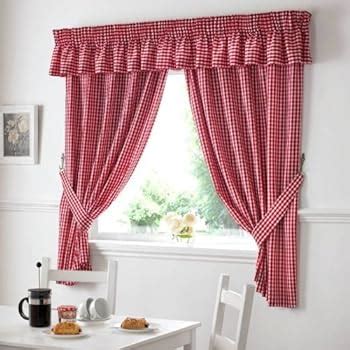 Gingham Kitchen Curtains Red 46 x 42: Amazon.co.uk: Kitchen & Home