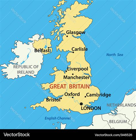 Map of the united kingdom of great britain Vector Image