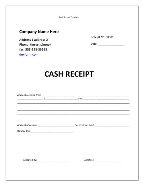 Cash Receipt Template - download free documents for PDF, Word and Excel