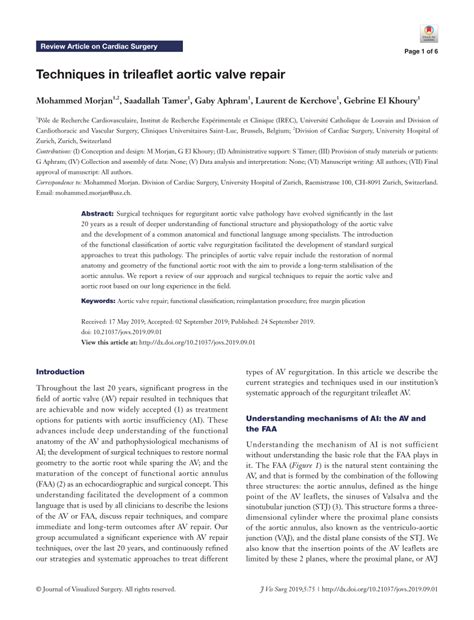 (PDF) Techniques in trileaflet aortic valve repair