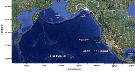 A map indicating the location of two important albatross breeding ...