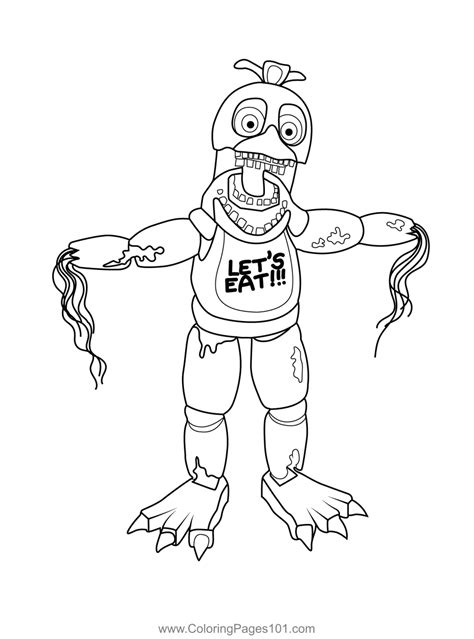 Withered Chica FNAF Coloring Page | Fnaf coloring pages, Pokemon ...