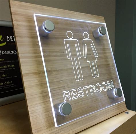 Laser Cut Products 52 - Clear Acrylic LED Restroom Sign