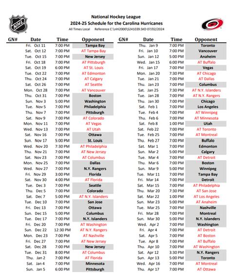 Carolina Hurricanes 2024-25 Schedule Revealed - Carolina Hurricanes ...