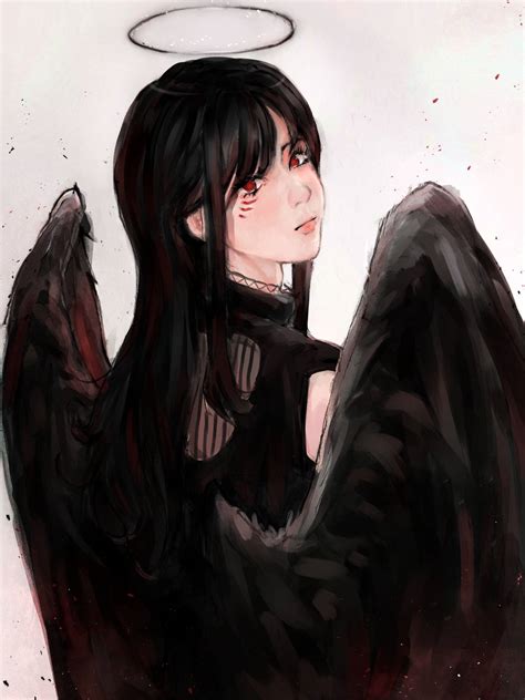 Anime Angel With Black Wings