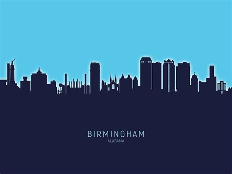 Birmingham Alabama Skyline Digital Art by Michael Tompsett - Fine Art America