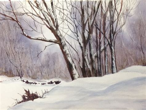 Winter snow scene watercolour by j.m. Rypstra