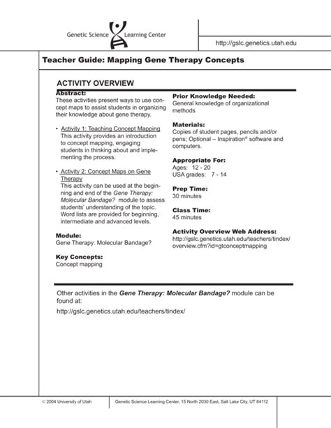 Mapping Gene Therapy Concepts Print-and-Go