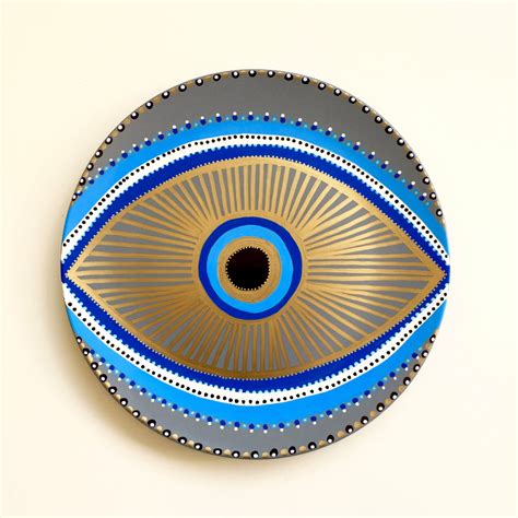 Evil Eye Decor - Decorative Plate - Golden Evil Eye - Golden and Blue ...