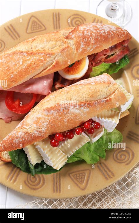 Cheese and ham sub sandwiches Stock Photo - Alamy