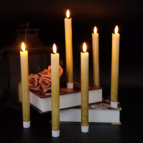 LED Flickering Candles with 6 Hours Timer 6 pcs Set | Led taper candles ...