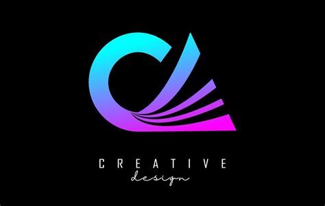 Creative colorful letters CA c a logo with leading lines and road ...