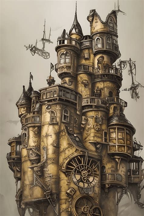 Steampunk Castle Digital Graphic · Creative Fabrica