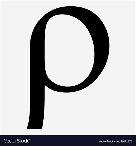 Greek alphabet symbol rho Royalty Free Vector Image