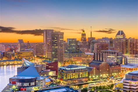 Baltimore, Maryland, USA Inner Harbor Skyline Stock Image - Image of ...