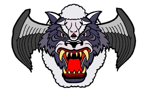 the head of an angry wolf with large fangs