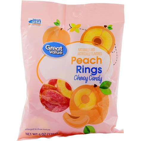 Great Value Peach Rings Chewy Candy, 6 oz - Walmart.com - Walmart.com