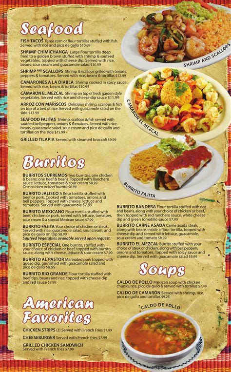 Our Menu – El Mezcal – Authentic Mexican Food