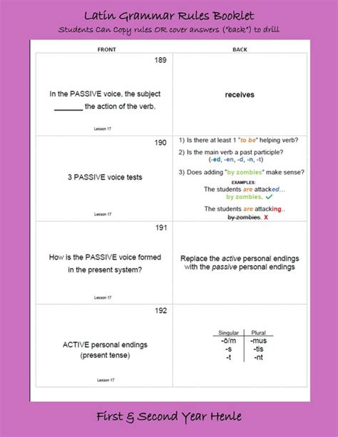 Latin Grammar Rules Booklet first & Second Year Henle | Etsy