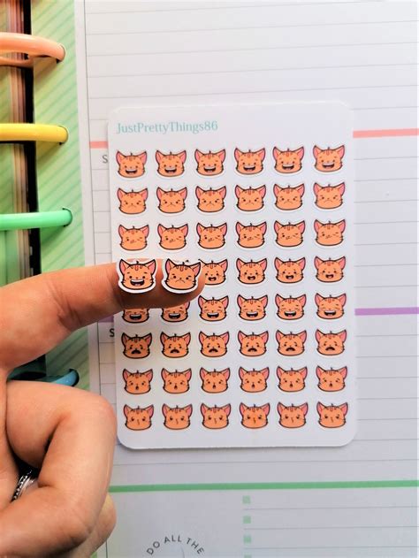 Cat Emoji Sticker Sheet Kawaii Cat Emoji Mood Stickers | Etsy