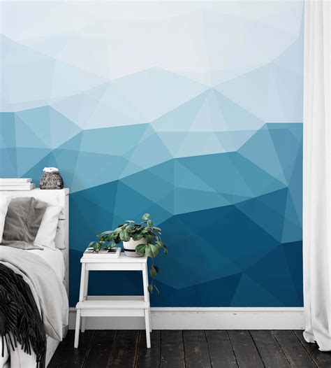 Abstract Blue Soft Geometric Modern Wallpaper Self Adhesive - Etsy