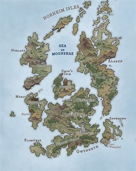 The Moonshae Isles : dndmaps in 2023 | Fantasy world map, Fantasy map ...