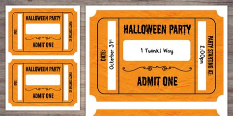 Printable Halloween Tickets | Twinkl Party (teacher made)