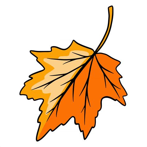 Carved autumn leaf. Nature bright leaves of trees. Cartoon style ...