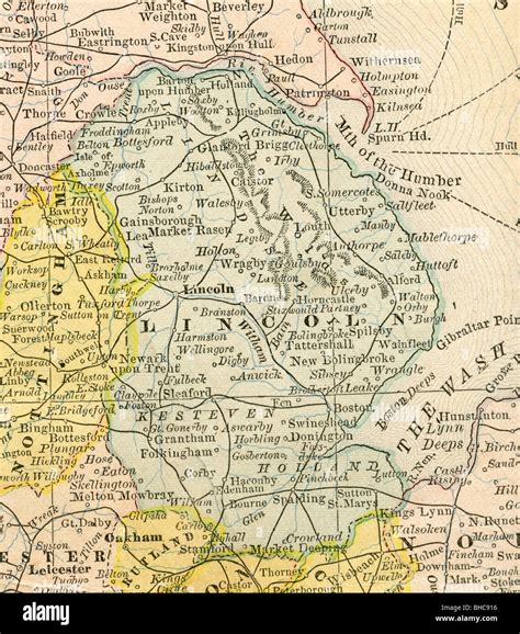 Original old map of Lincoln County from 1884 geography textbook Stock ...