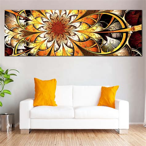 Abstract Flower Canvas Wall Art, Yellow Abstract Blossom Patterns 1 Pi ...