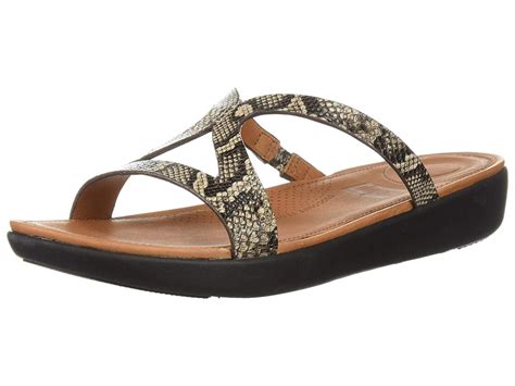 FitFlop - FitFlop Women's Strata Slide Sandals, Taupe Snake, Size 7.0 ...