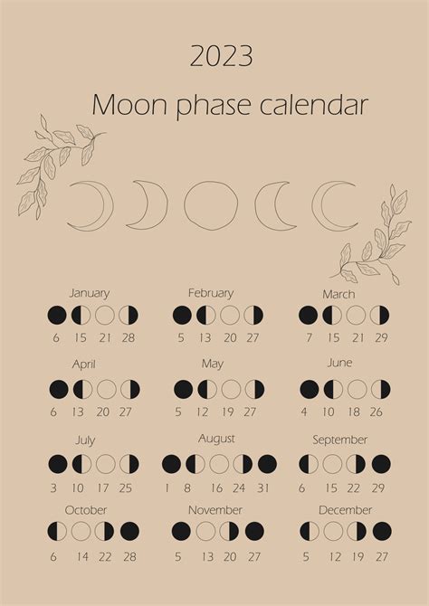 June 2023 Moon Phases - Printable Template Calendar