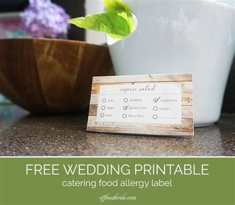 Free wedding printable: food allergy labels | Wedding reception food ...