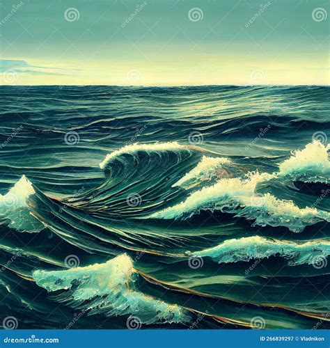 Storm on the sea stock illustration. Illustration of view - 266839297