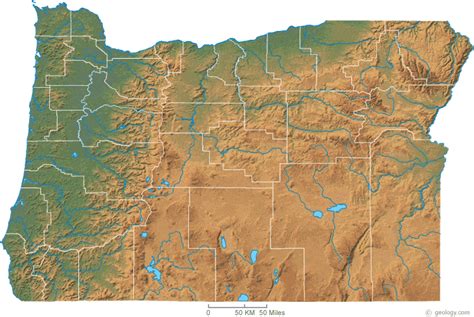 Oregon Physical Map and Oregon Topographic Map