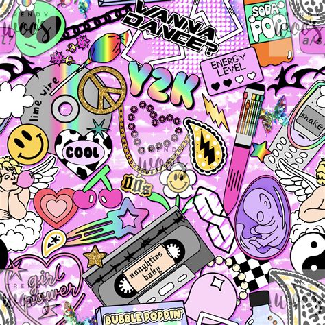 Y2K Aesthetic Retro 90s 00s Pink Girls Seamless Pattern / - Etsy Canada