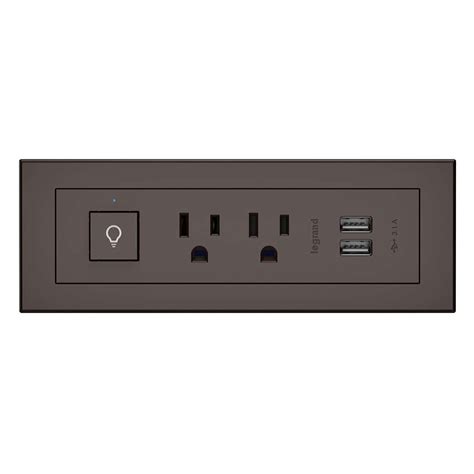 radiant® Furniture Power Center with Power Switch, 2 Outlets and USB ...