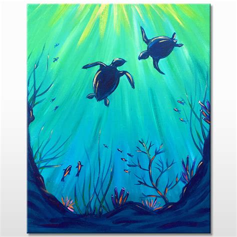 Easy Sea Turtle Acrylic Painting