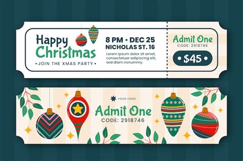 Free Vector | Flat christmas party ticket template