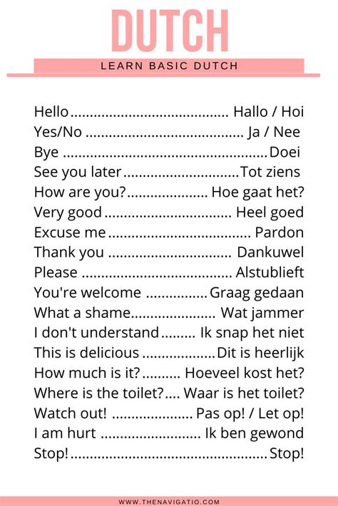 30+ Essential Dutch Phrases For Tourists | Dutch phrases, Dutch words ...