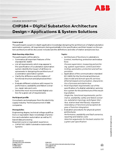 CHP184 - Digital Substation Architecture Design - System Solutions ...