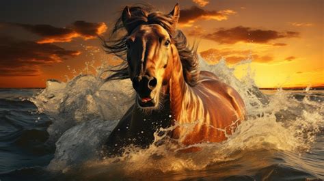 Premium AI Image | Horse in water UHD wallpaper Stock Photographic Image