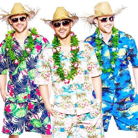 Hawaiian Beach Mens Fancy Dress Tropical Hawaii Luau Hula Adults ...