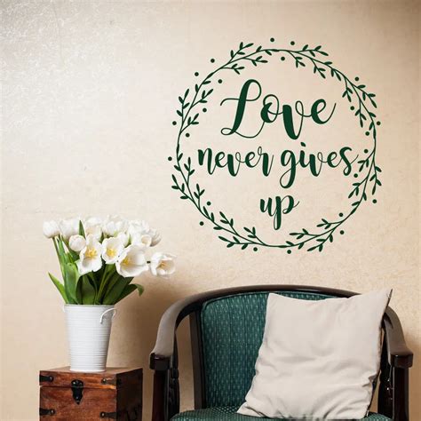 Hot Selling Scripture Christian Wall Decals Love Never Gives Up ...