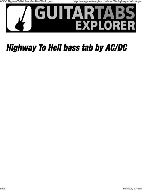 DC - Highway To Hell Bass Tabs - Bass Tabs Explorer PDF | PDF