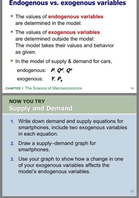 Solved Endogenous vs. exogenous variables . The values of | Chegg.com